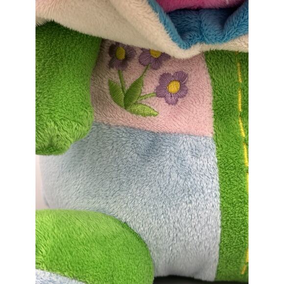 Pink Lamb Sheep Plush W/ Embroidered Flowers Front 9.5” Stuffed Animal Colorful - Picture 3 of 12